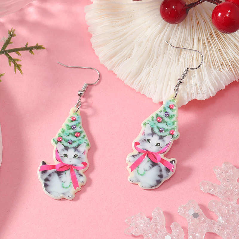 1 Pair Cute Vacation Cat Arylic Drop Earrings display picture 10