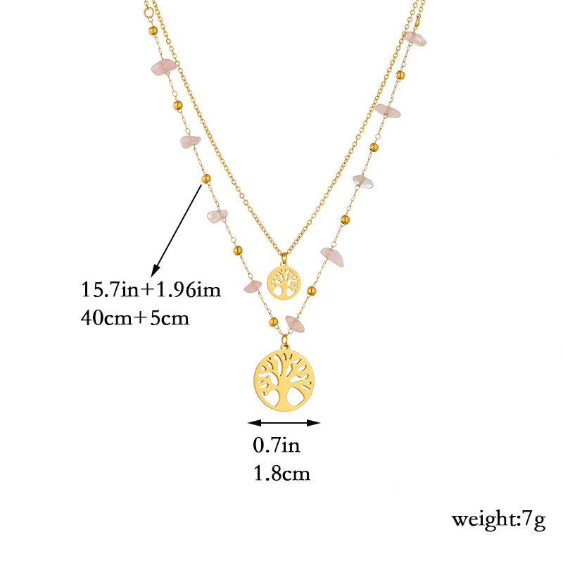 Wholesale Elegant Lady Tree Titanium Steel Plating 18k Gold Plated Layered Necklaces display picture 1