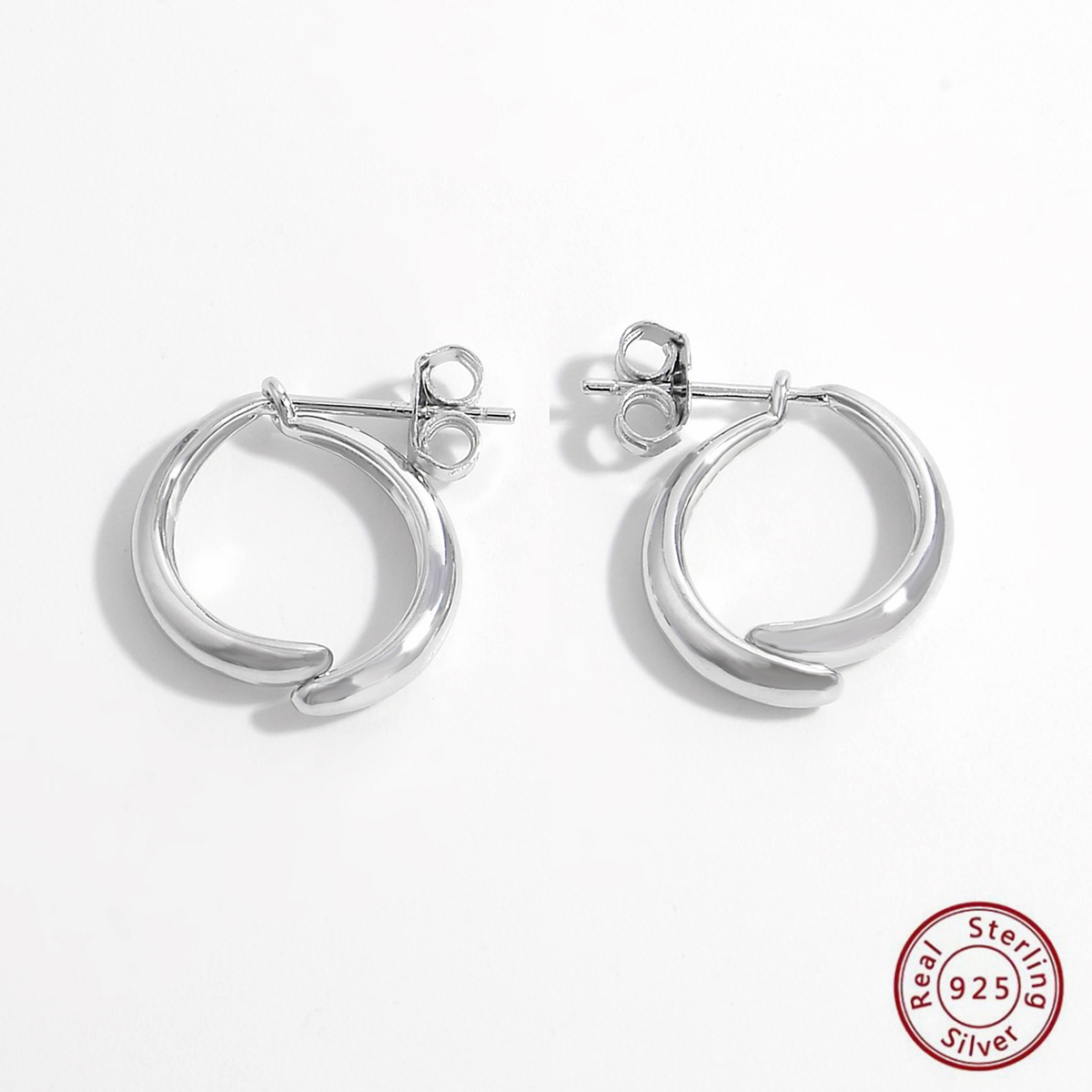 1 Par Elegante Señora Forma De U Forma De Corazón Embutido Plata Esterlina Circón Blanco Oro Plateado Rodio Plateado Pendientes display picture 6