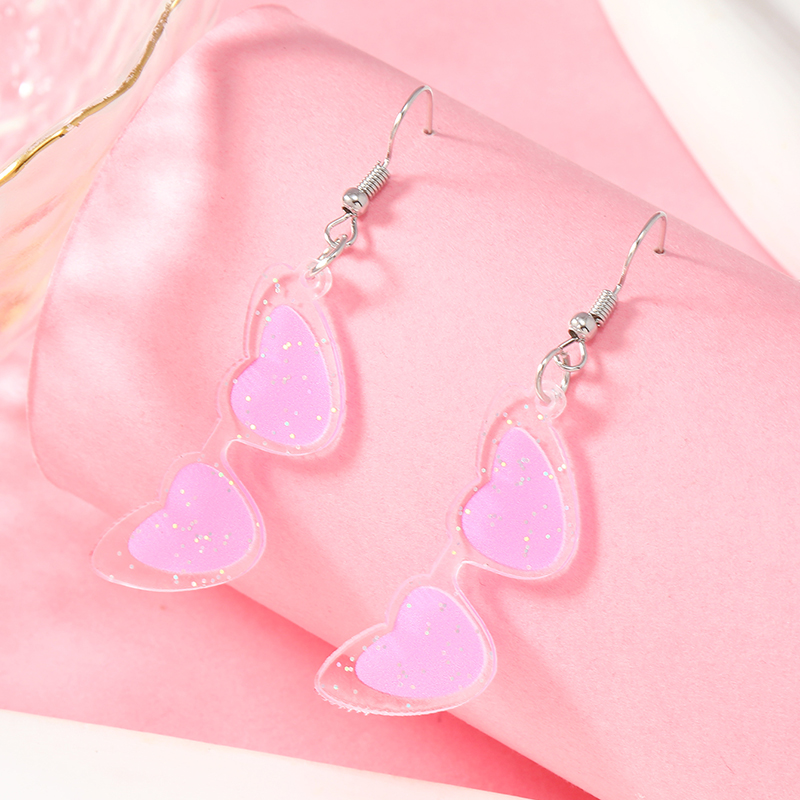 1 Pair Cute Heart Shape Arylic Drop Earrings display picture 34