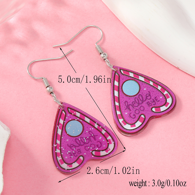1 Pair Cute Heart Shape Arylic Drop Earrings display picture 17