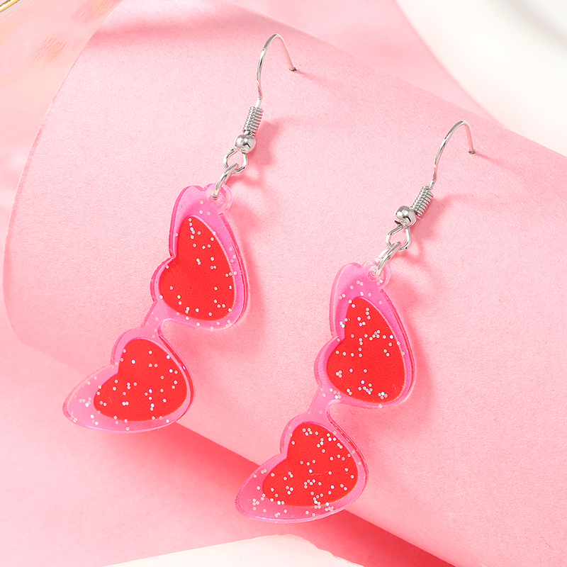 1 Pair Cute Heart Shape Arylic Drop Earrings display picture 39