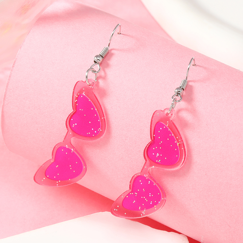 1 Pair Cute Heart Shape Arylic Drop Earrings display picture 38