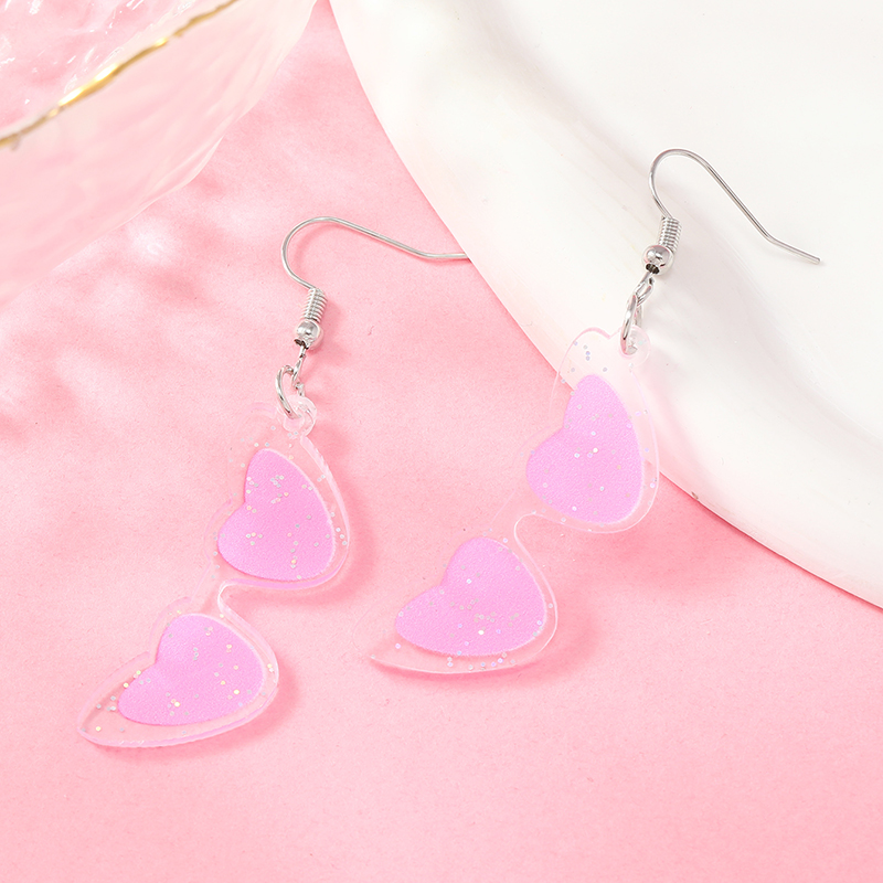 1 Pair Cute Heart Shape Arylic Drop Earrings display picture 36