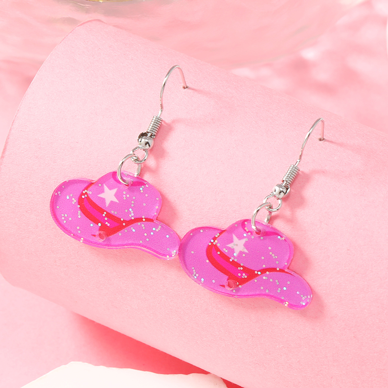 1 Pair Cute Heart Shape Arylic Drop Earrings display picture 3