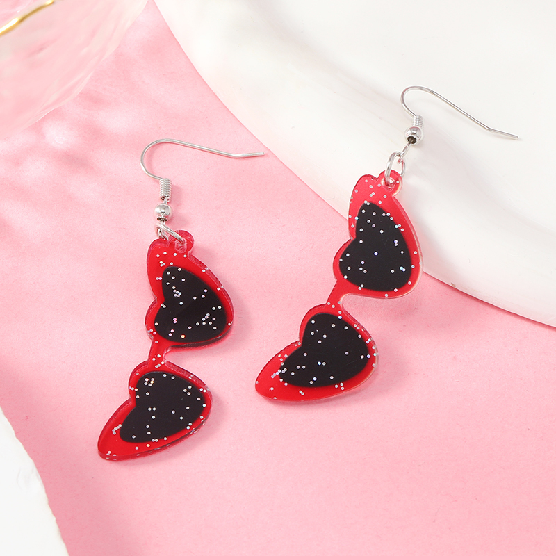 1 Pair Cute Heart Shape Arylic Drop Earrings display picture 37