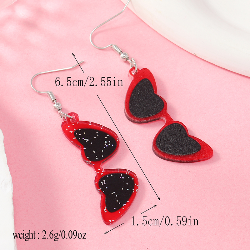 1 Pair Cute Heart Shape Arylic Drop Earrings display picture 40
