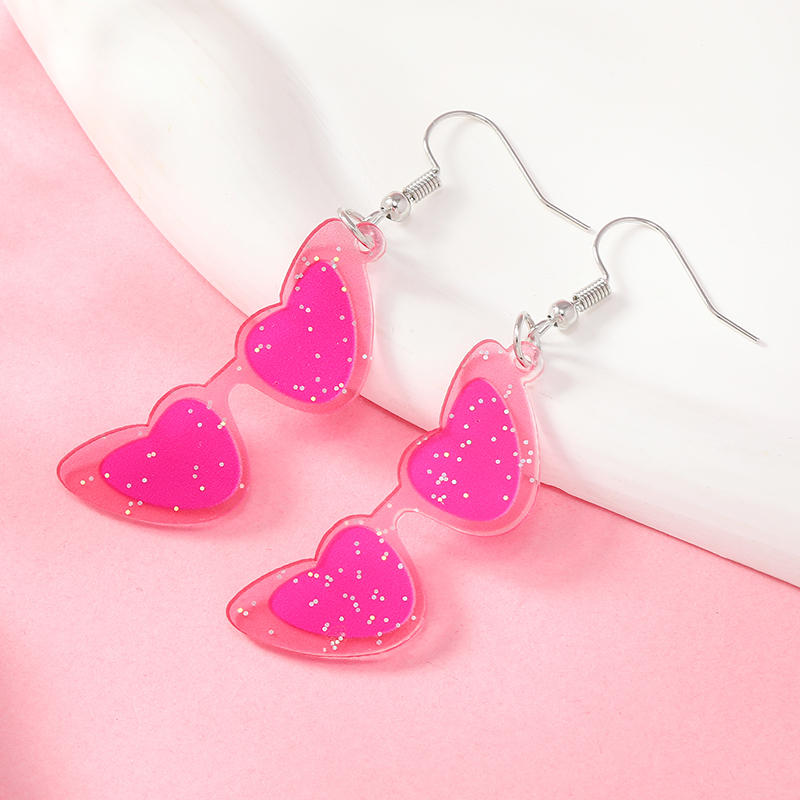 1 Pair Cute Heart Shape Arylic Drop Earrings display picture 43