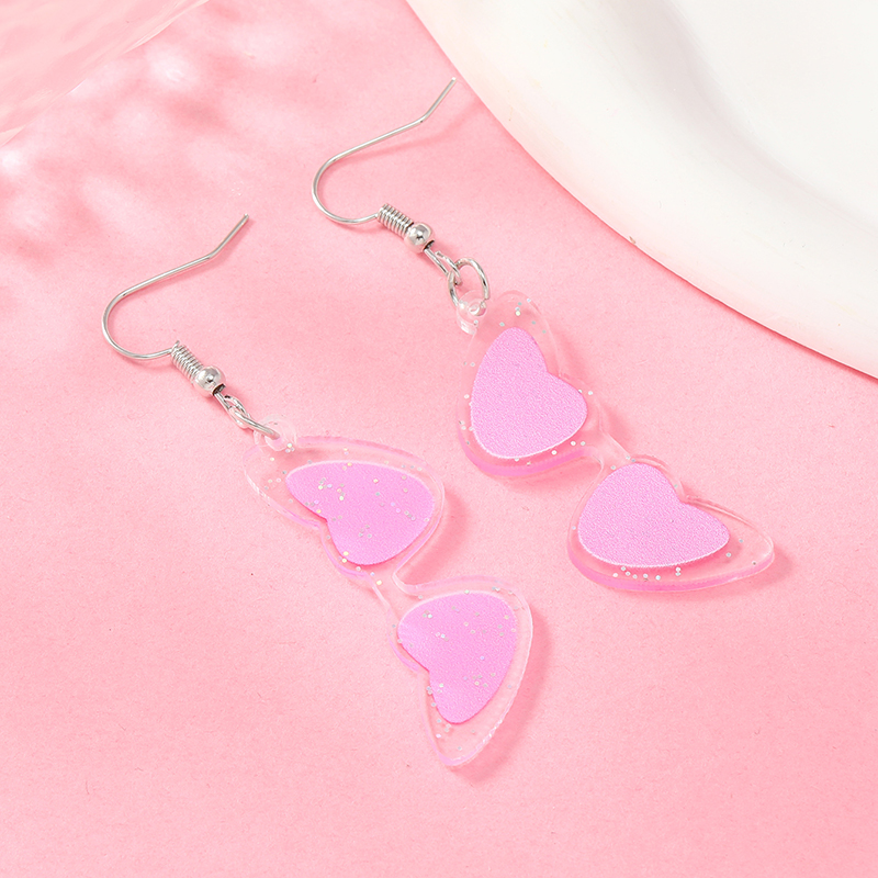 1 Pair Cute Heart Shape Arylic Drop Earrings display picture 45
