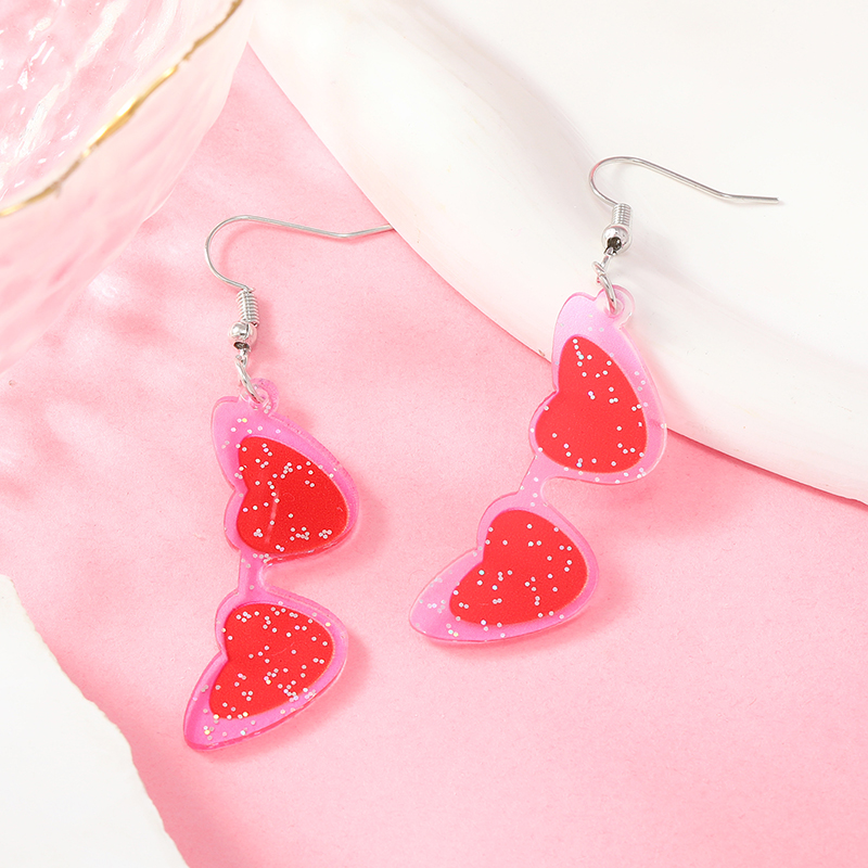 1 Pair Cute Heart Shape Arylic Drop Earrings display picture 44