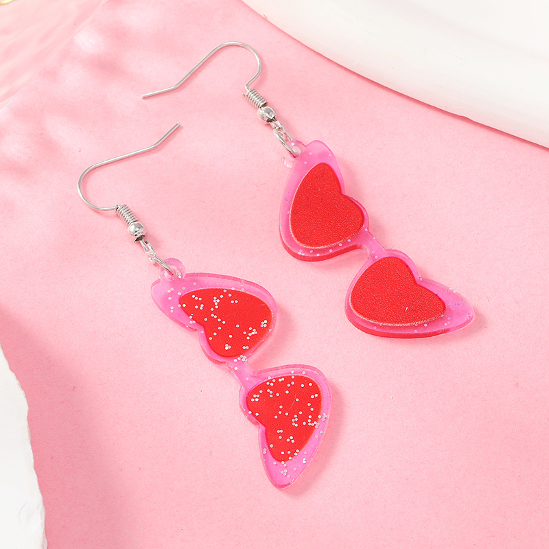 1 Pair Cute Heart Shape Arylic Drop Earrings display picture 46