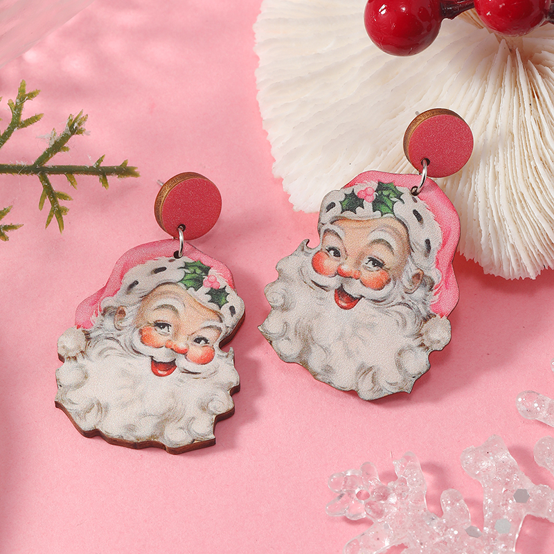1 Pair Cute Christmas Streetwear Christmas Tree Santa Claus Painted Arylic Drop Earrings display picture 6
