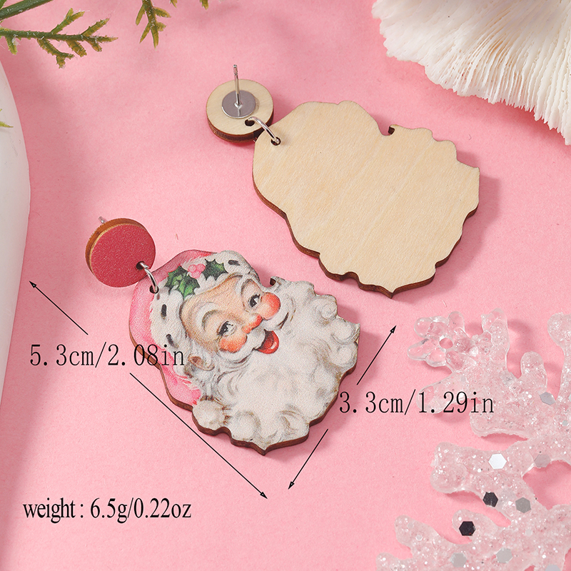 1 Pair Cute Christmas Streetwear Christmas Tree Santa Claus Painted Arylic Drop Earrings display picture 8