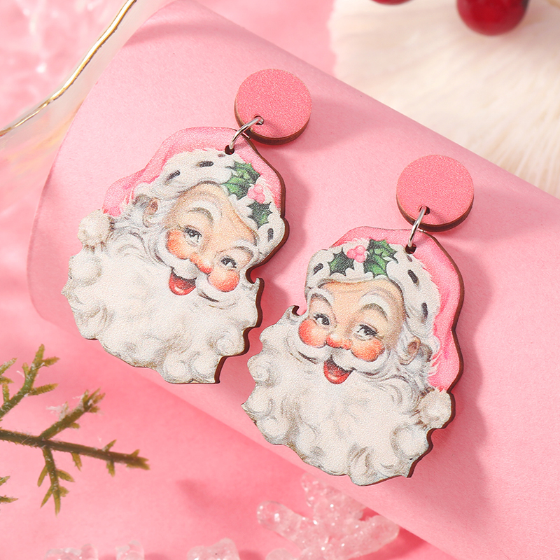 1 Pair Cute Christmas Streetwear Christmas Tree Santa Claus Painted Arylic Drop Earrings display picture 7