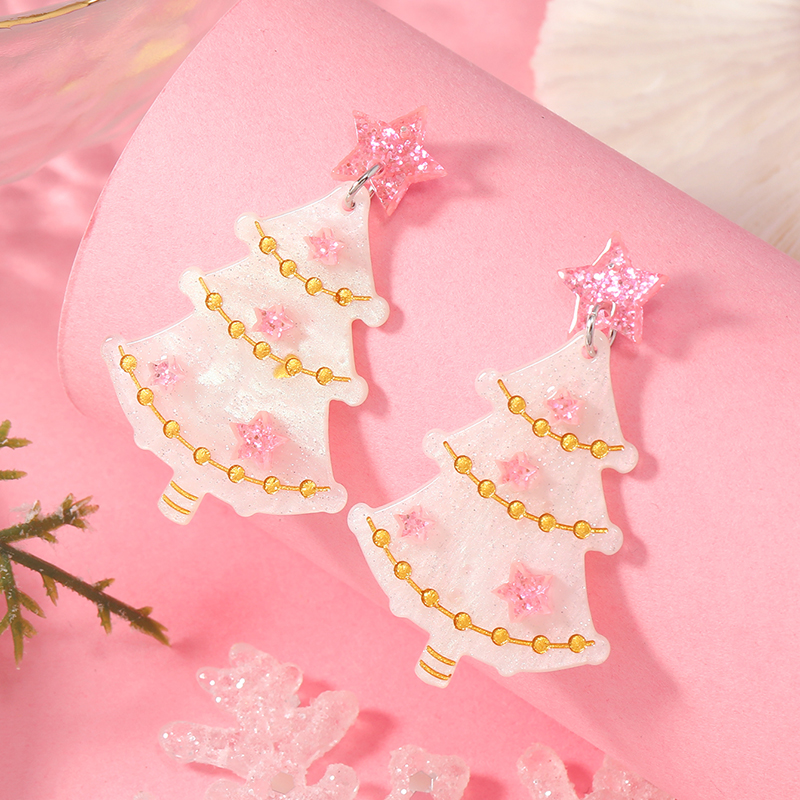 1 Pair Cute Christmas Streetwear Christmas Tree Santa Claus Painted Arylic Drop Earrings display picture 11