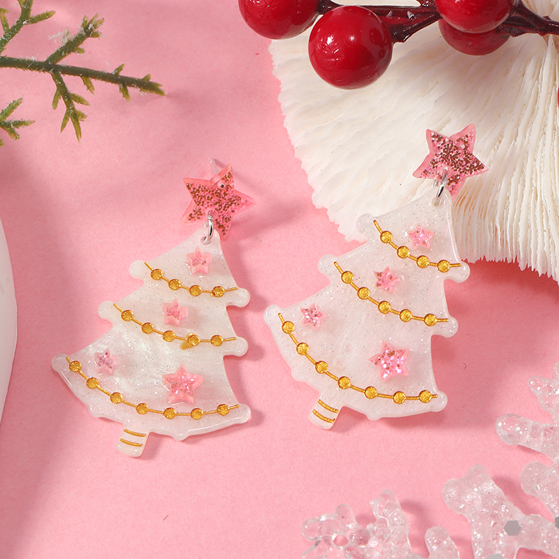 1 Pair Cute Christmas Streetwear Christmas Tree Santa Claus Painted Arylic Drop Earrings display picture 12