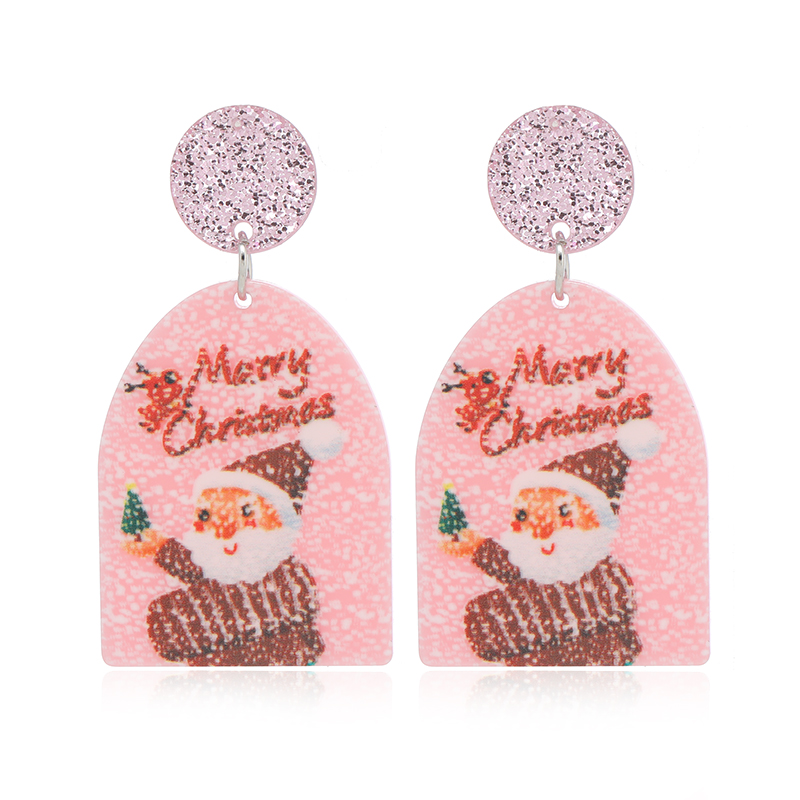 1 Pair Cute Christmas Streetwear Christmas Tree Santa Claus Painted Arylic Drop Earrings display picture 4