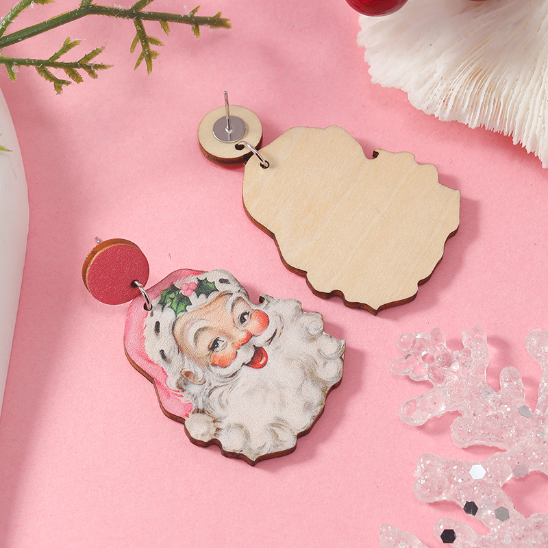 1 Pair Cute Christmas Streetwear Christmas Tree Santa Claus Painted Arylic Drop Earrings display picture 10