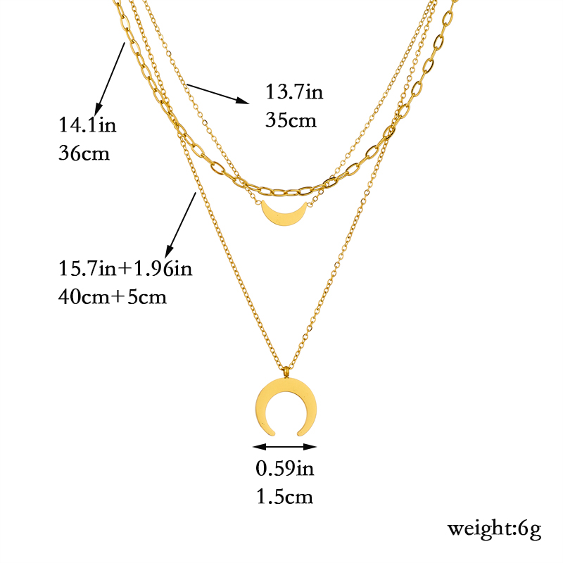 Edelstahl 304 Retro Koreanische Art Geschichtet Überzug Mond Keine Intarsien Geschichtete Halskette display picture 2