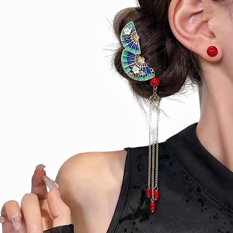 Frau Chinoiserie Einfacher Stil Sektor Legierung Perlen Quaste Kamm Einsetzen display picture 4