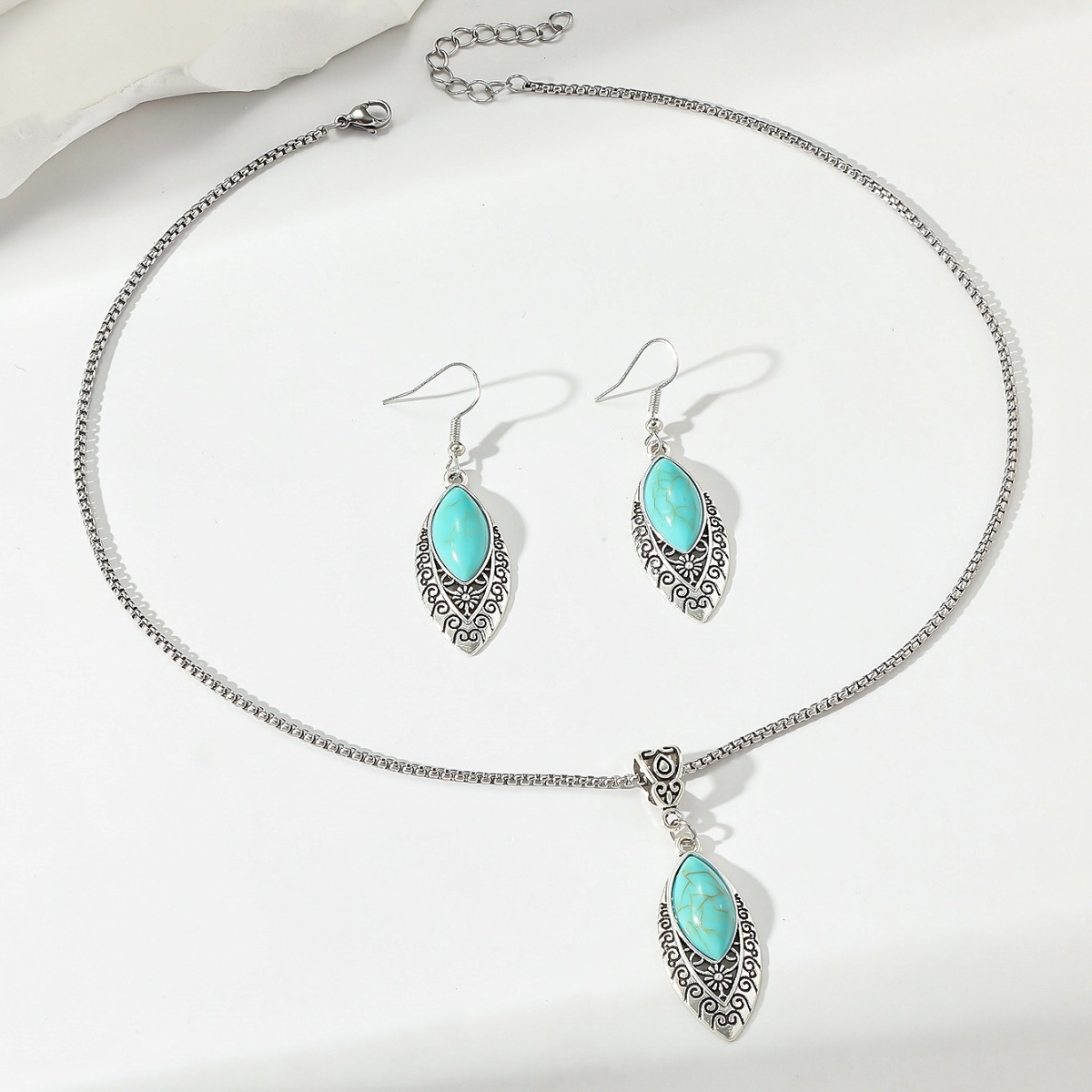Simple Style Water Droplets Alloy Plating Inlay Turquoise Women's Jewelry Set display picture 2