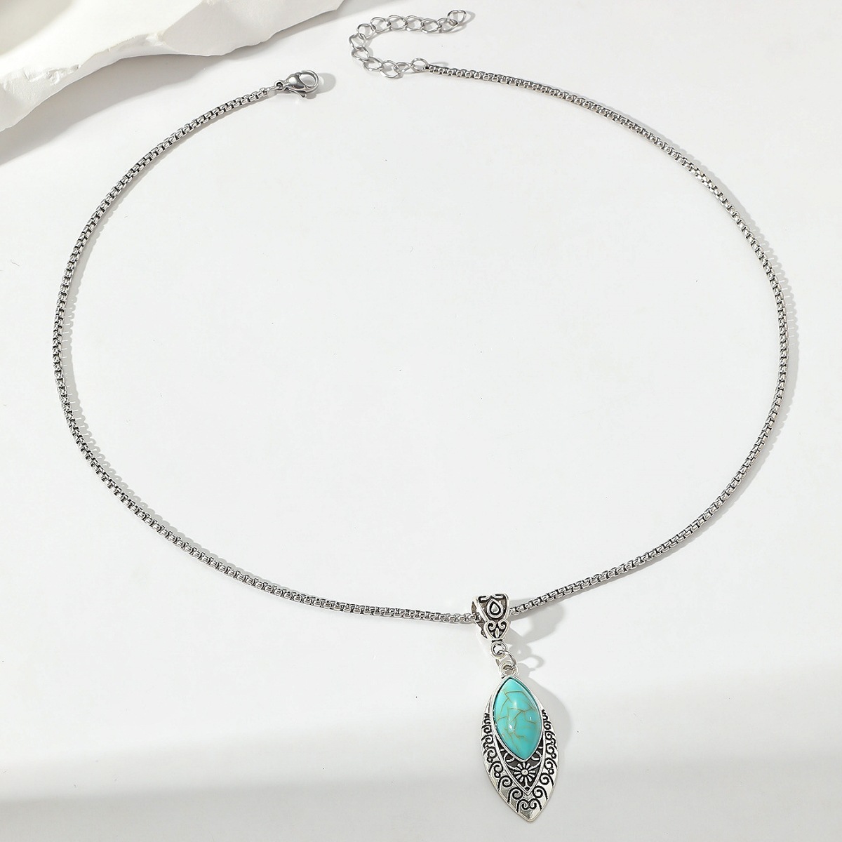Simple Style Water Droplets Turquoise Alloy Wholesale Pendant Necklace display picture 4