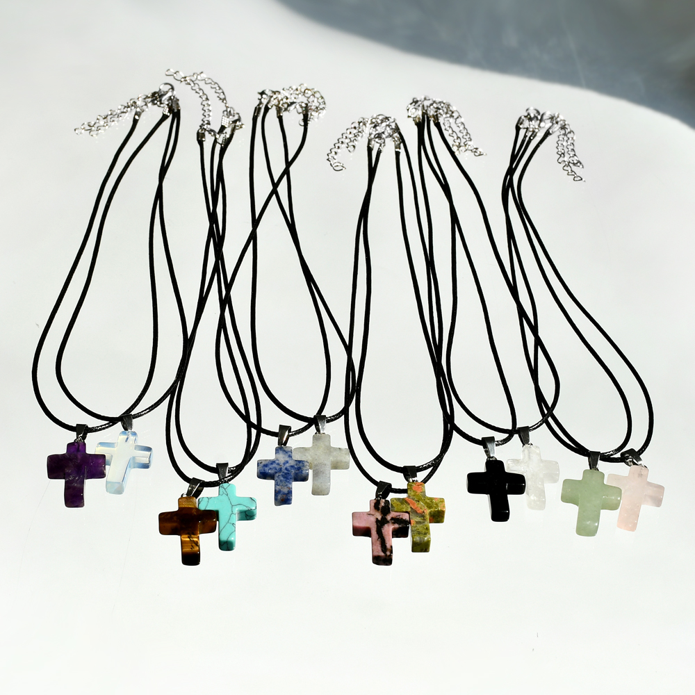 Casual Cross Silver Plated Natural Stone Wholesale Pendant Necklace display picture 5