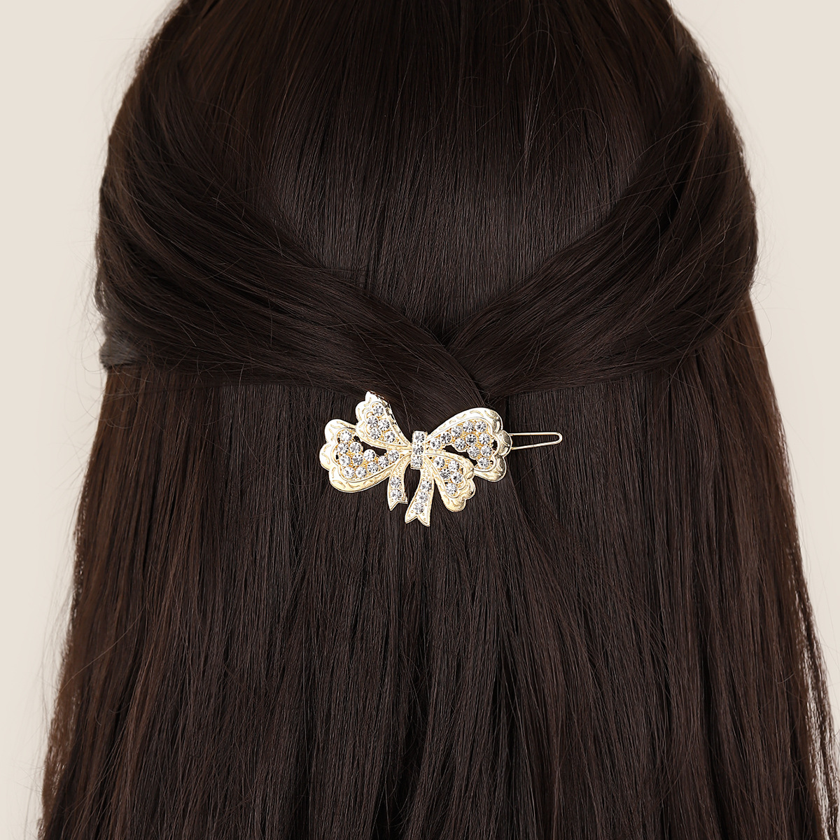Women's Elegant Lady Heart Shape Bow Knot Alloy Plating Inlay Rhinestones Hair Clip display picture 2