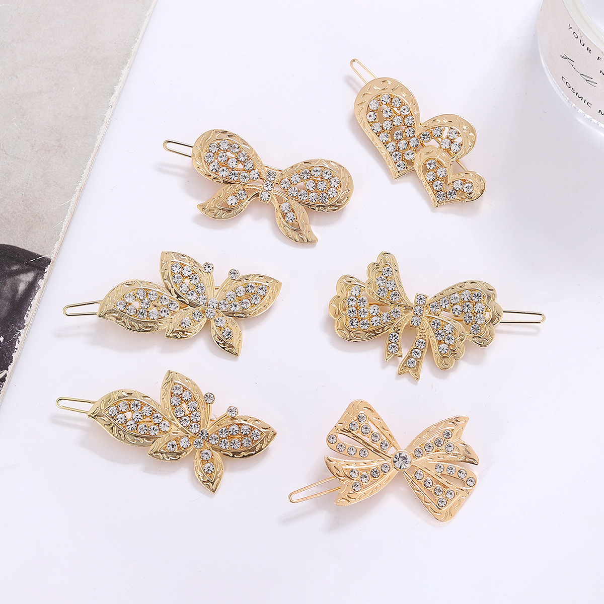 Women's Elegant Lady Heart Shape Bow Knot Alloy Plating Inlay Rhinestones Hair Clip display picture 3