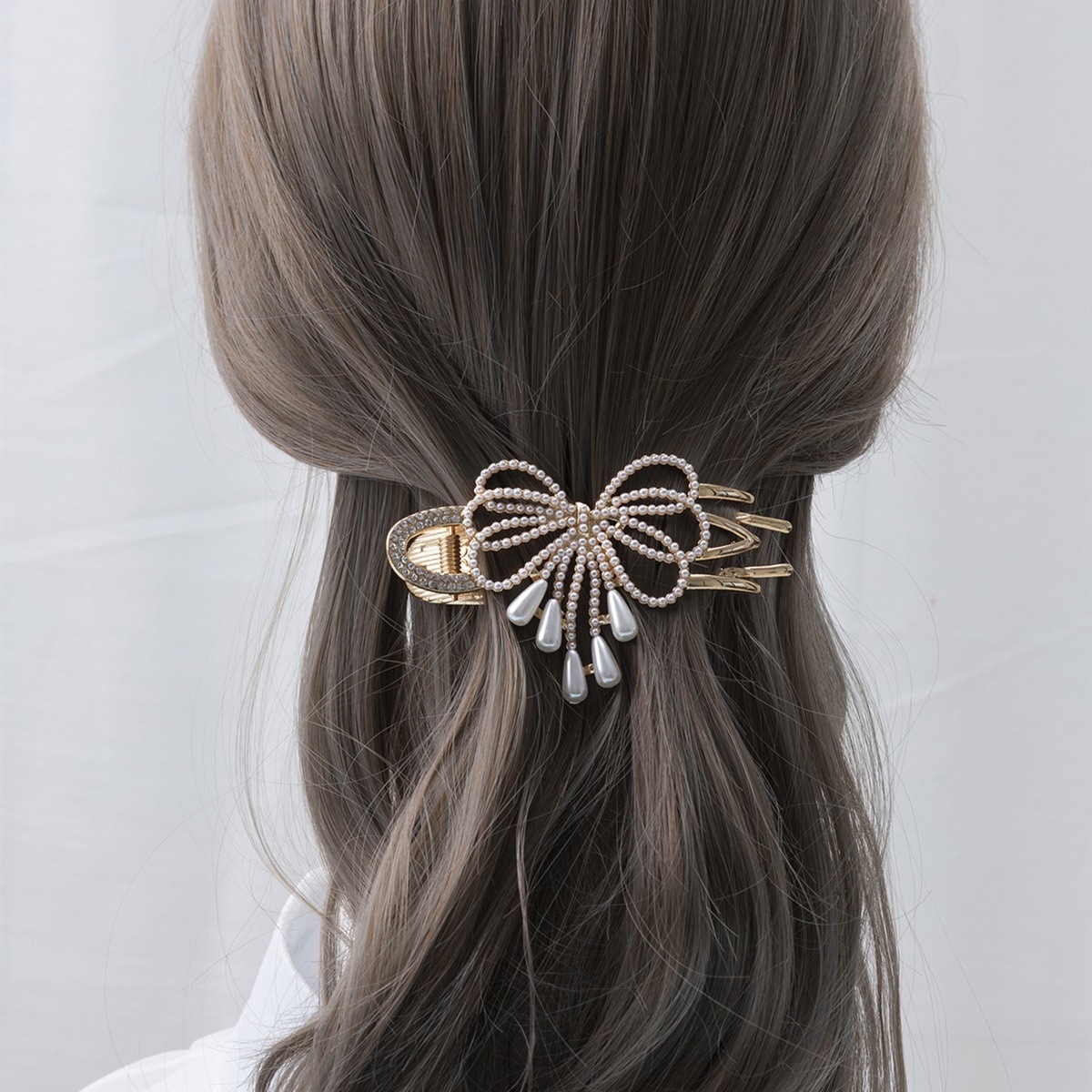Women's Ig Style Simple Style Bow Knot Alloy Plating Inlay Rhinestones Pearl Hair Claws display picture 1
