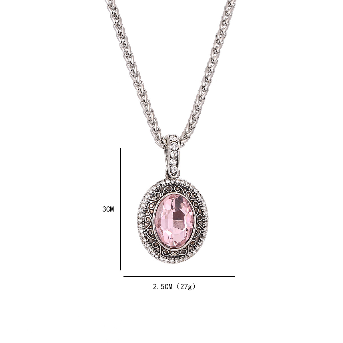 Sweet Geometric Oval Silver Plated Zircon Alloy Wholesale Pendant Necklace display picture 1