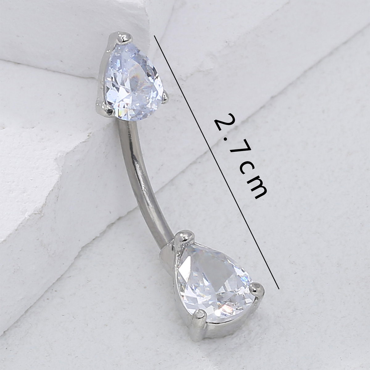 Simple Style Solid Color Stainless Steel Copper Inlay Zircon Belly Ring display picture 4