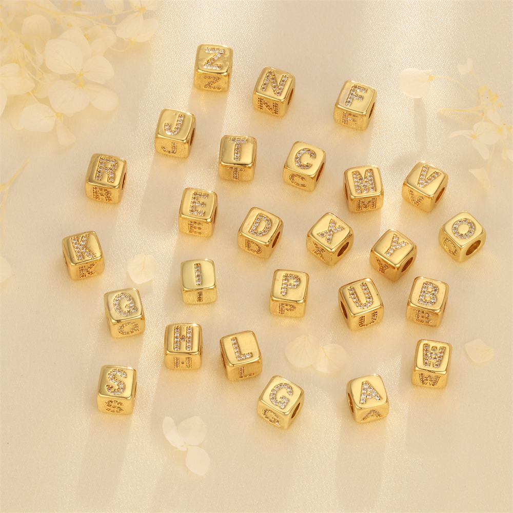 Simple Style Letter Copper Plating Inlay Zircon 18k Gold Plated Charms display picture 2