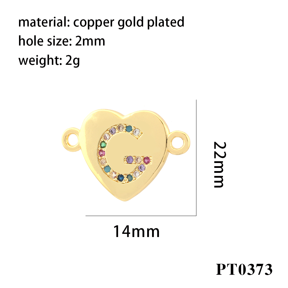 Romantic Simple Style Letter Heart Shape Copper Plating Inlay Zircon 18k Gold Plated Charms display picture 9