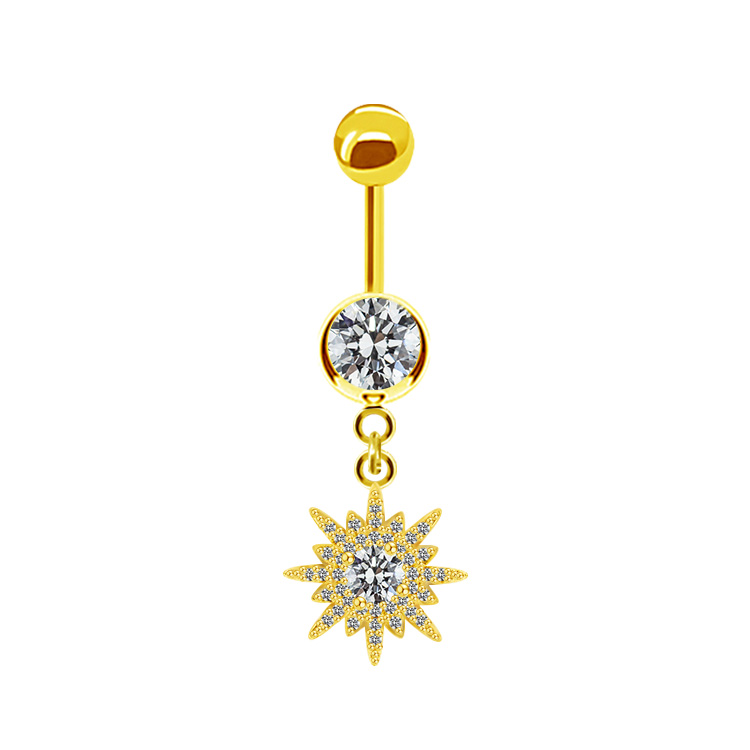 Elegant Cute Classic Style Animal Butterfly Snowflake Stainless Steel Alloy Rhinestone Inlay Zircon White Gold Plated Belly Ring display picture 5
