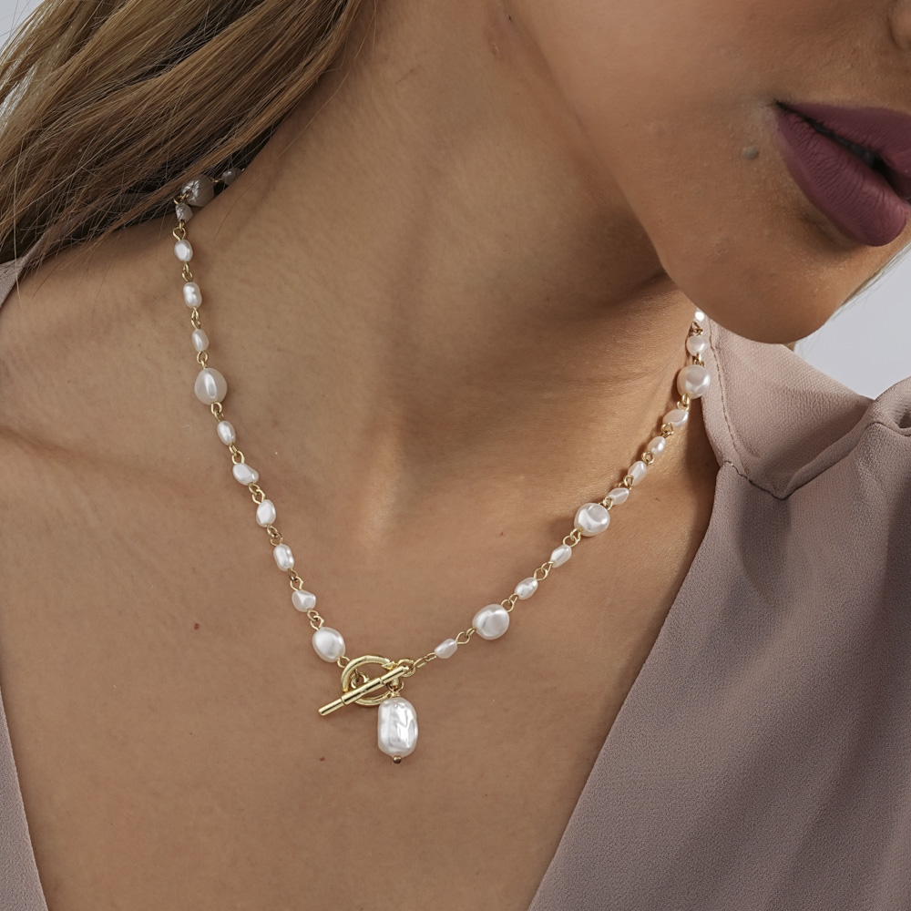 Classic Style Streetwear Geometric Imitation Pearl Women's Pendant Necklace display picture 4
