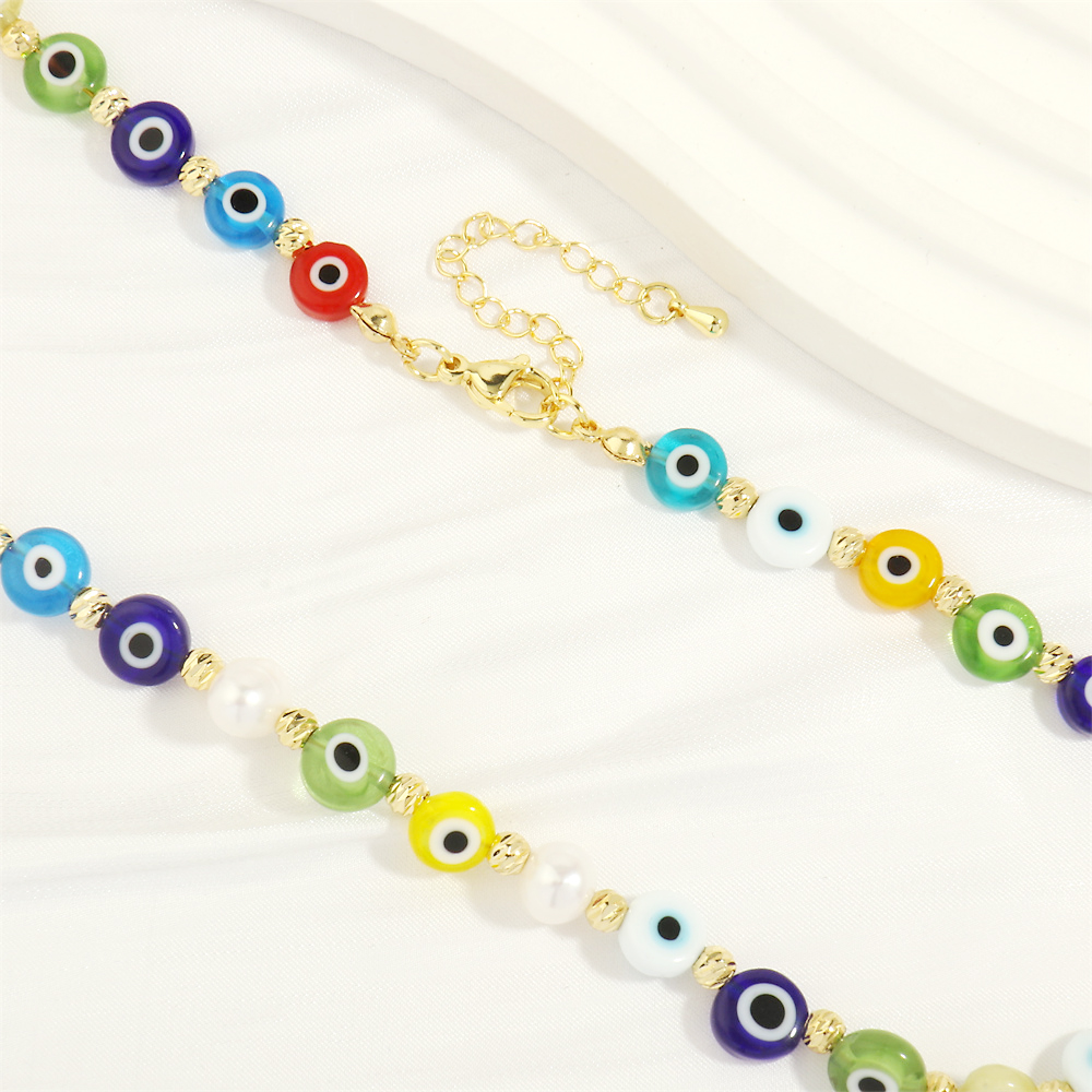 Vintage Style Eye Plastic Resin Freshwater Pearl Beaded Plating 18k Gold Plated Women's Necklace display picture 8