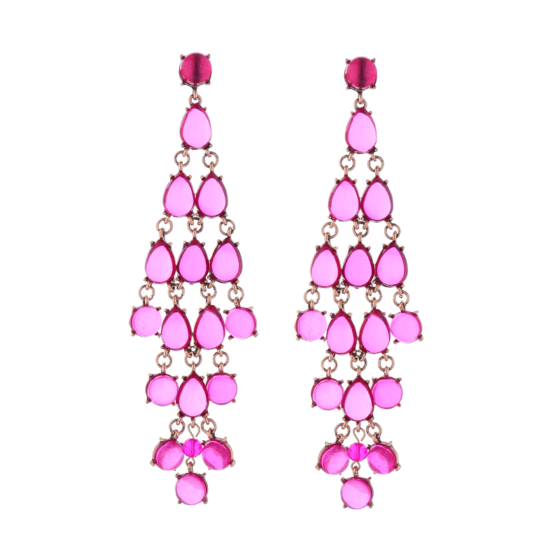 1 Pair Luxurious Water Droplets Tassel Inlay Alloy Resin Gold Plated Drop Earrings display picture 6