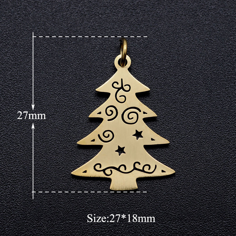 Vintage Style Christmas Tree Feather Stainless Steel Polishing Plating Jewelry Accessories display picture 1