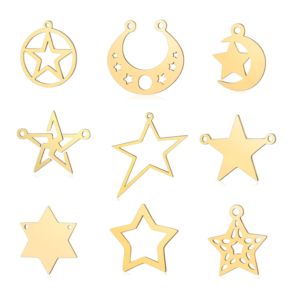 Simple Style Geometric Star Moon Stainless Steel Polishing Plating Jewelry Accessories display picture 2