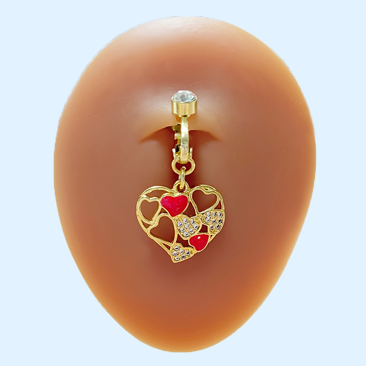 Elegant Luxurious Classic Style Heart Shape Key Stainless Steel Copper Epoxy Plating Inlay Zircon Gold Plated Belly Ring display picture 4