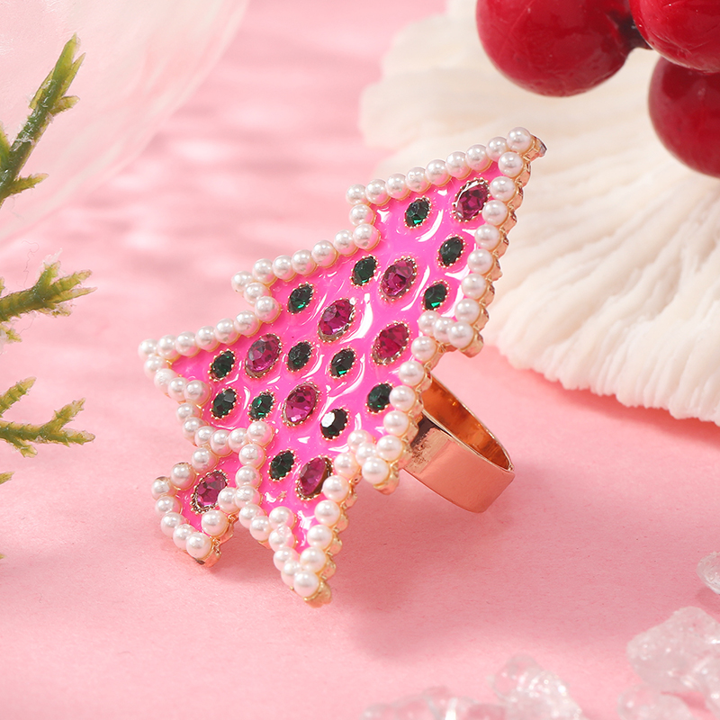 Christmas Modern Style Streetwear Christmas Tree Gold Plated Rhinestones Alloy Wholesale Rings display picture 1