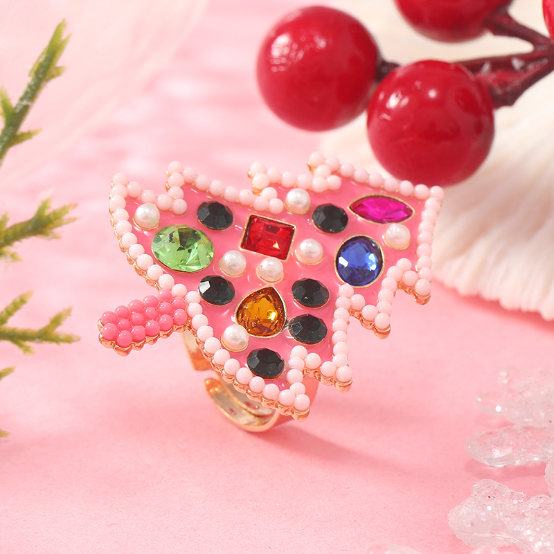 Christmas Modern Style Streetwear Christmas Tree Gold Plated Rhinestones Alloy Wholesale Rings display picture 10
