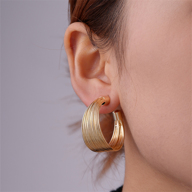1 Pair Exaggerated Simple Style C Shape U Shape Geometric Polishing Plating Hollow Out 304 Stainless Steel Copper Ear Studs display picture 17