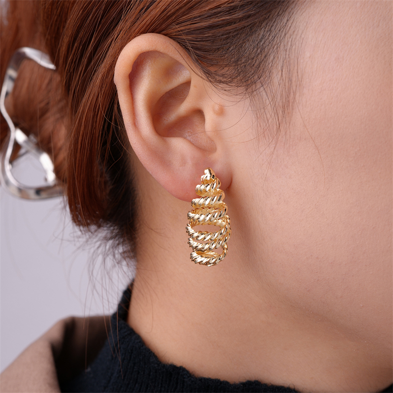 1 Pair Exaggerated Simple Style C Shape U Shape Geometric Polishing Plating Hollow Out 304 Stainless Steel Copper Ear Studs display picture 19