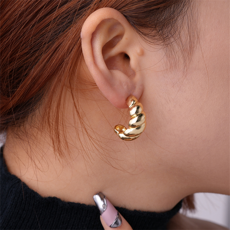 1 Pair Exaggerated Simple Style C Shape U Shape Geometric Polishing Plating Hollow Out 304 Stainless Steel Copper Ear Studs display picture 38