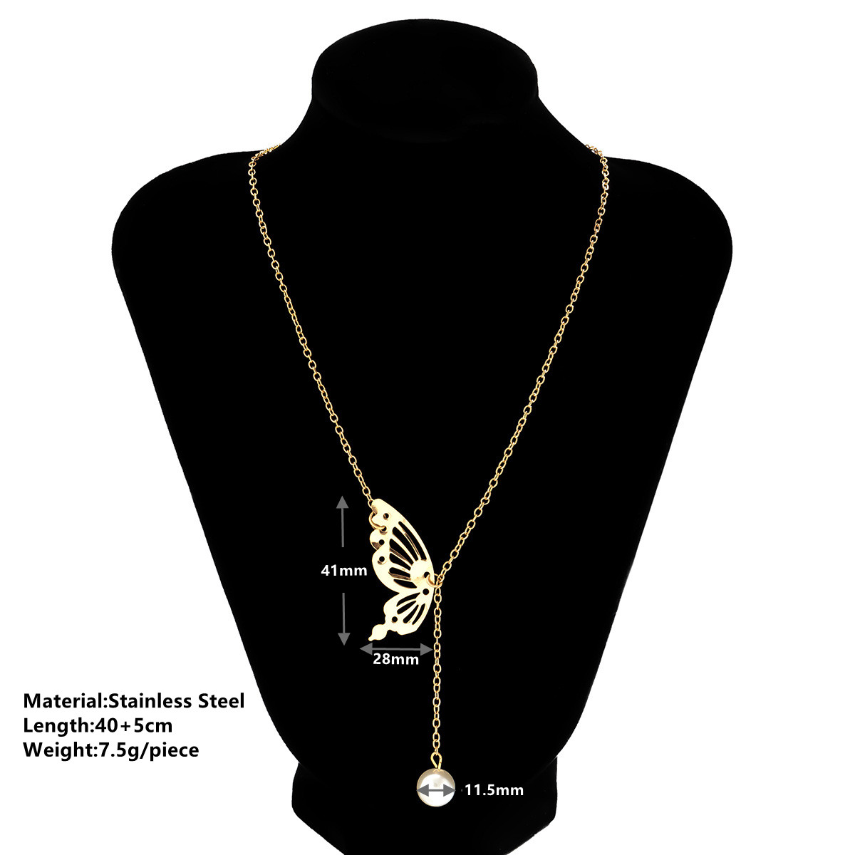 Titanium Steel 18K Gold Plated Elegant Plating Solid Color Butterfly Pendant Necklace display picture 2