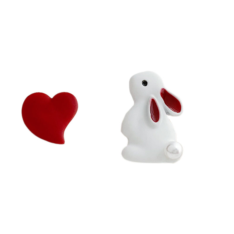 1 Pair Cute Sweet Rabbit Heart Shape Plating Inlay Alloy Artificial Pearls Ear Studs display picture 5