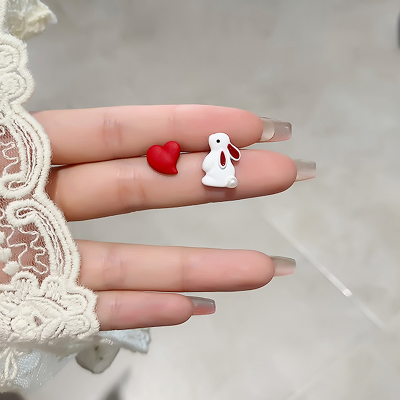 1 Pair Cute Sweet Rabbit Heart Shape Plating Inlay Alloy Artificial Pearls Ear Studs display picture 9