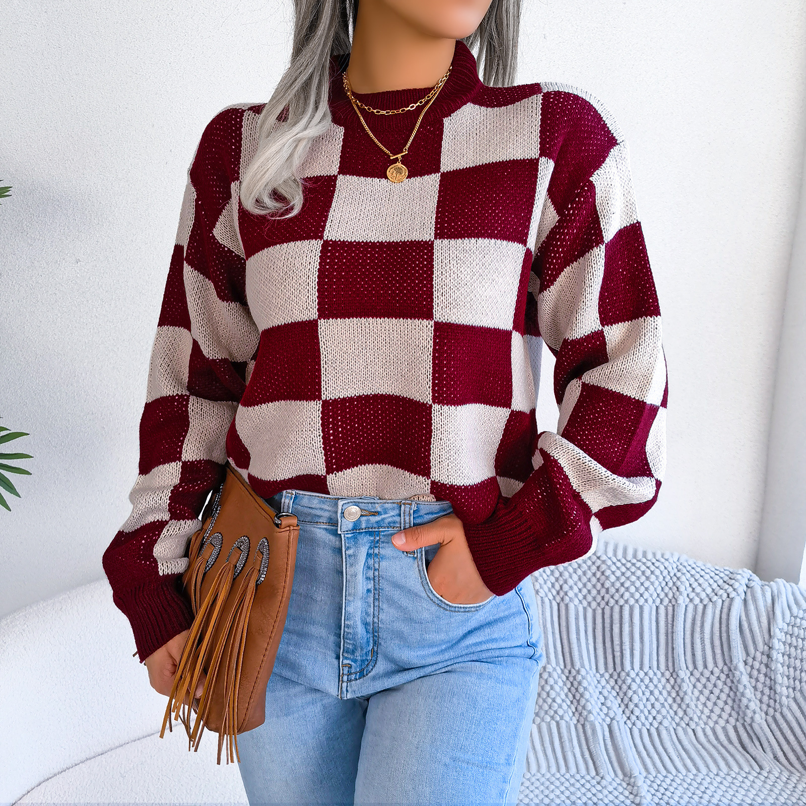 Women's Sweater Long Sleeve Sweaters & Cardigans Casual Lattice display picture 14